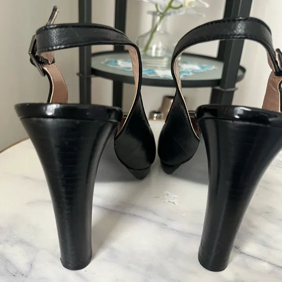 Tahari Black Glossy Slingback Heels - Picture 3 of 9
